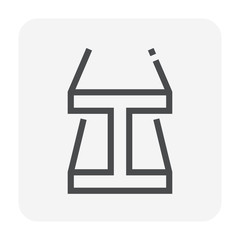 Steel product vector icon. H profile shape. That alloy of iron from steel production industry and metallurgy used as beam, bar, frame, girder, structure in engineering, construction building material.