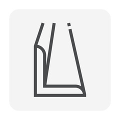 Steel product icon. L chanel profile shape. That alloy of iron from steel production industry and metallurgy used as beam, bar, frame, girder, structure in engineering, construction building material.