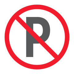 No parking glyph icon, prohibition and forbidden, no car sign vector graphics, a solid pattern on a white background, eps 10.
