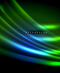 Fototapeta na wymiar Neon glowing techno lines, hi-tech futuristic abstract background template with square shapes