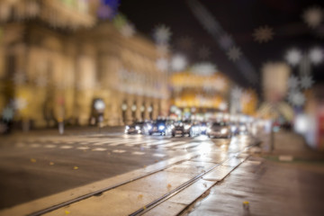 colorful night traffic in the city 