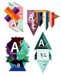 Set of paper geometric option banners, infographic templates