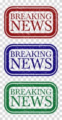 Breaking News colorful banner vector set on transparent background