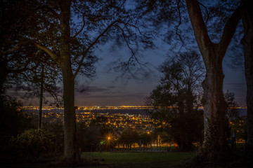 Fototapeta na wymiar Dublin City at night from Killiney hill