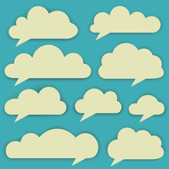 Vector set of clouds, pop art bubbles of clouds for speach 