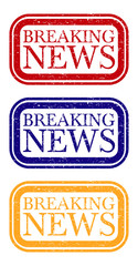 Breaking News banner vector set on white background