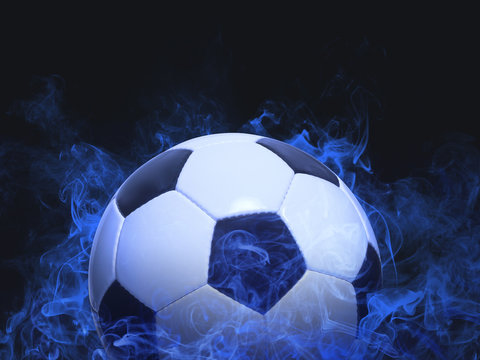 Fototapeta Football - blue smoke effect