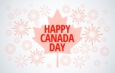 Fototapeta na wymiar Canada Day fireworks greeting card vector background