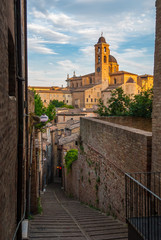Narrow alley in the city center of Urbino