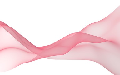 Abstract light pink wave. Light pink scarf. Bright light pink ribbon on white background. Abstract light pink smoke. Raster air background. 3D illustration