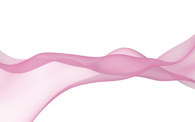 Abstract pink wave. Pink scarf. Bright pink ribbon on white background. Abstract pink smoke. Raster air background. 3D illustration