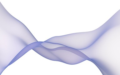 Abstract light purple wave. Bright light purple ribbon on white background. Purple scarf. Abstract light purple smoke. Raster air background. 3D illustration