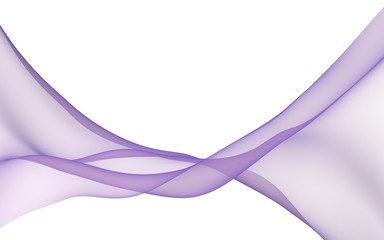 Abstract purple wave. Bright purple ribbon on white background. Abstract purple smoke. Raster air background. Purple scarf. 3D illustration