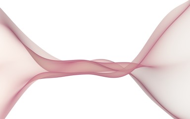 Abstract light red wave. Bright light red ribbon on white background. Abstract red smoke. Light red scarf. Raster air background. 3D illustration