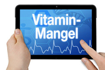 Tablet mit Diagnose Vitaminmangel