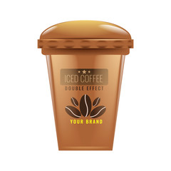 Iced coffee cup mock up. Realistic vector.