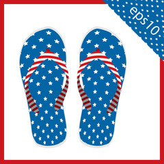 summer slippers with USA flag design. vector illustration eps 10