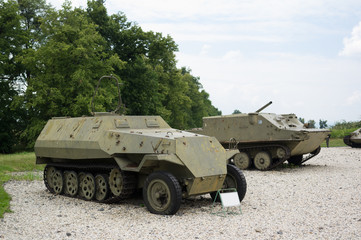 Obraz premium Armored fighting and personnel carrier vehicle - Czechoslovak military vehicle based on german half-track machine from world war two