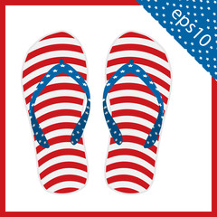 Obraz premium summer slippers with USA flag design. vector illustration eps 10