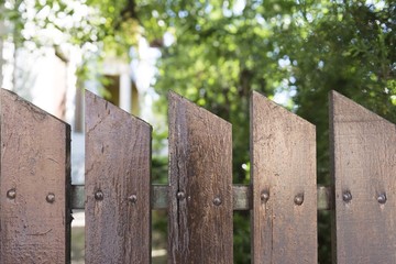 Naklejka premium garden wooden fence. plank fence