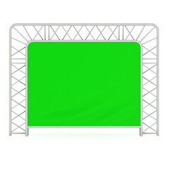 Steel truss girder element banner construction. 3d render press wall isolated on white