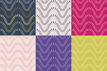 Seamless pattern in six different colors