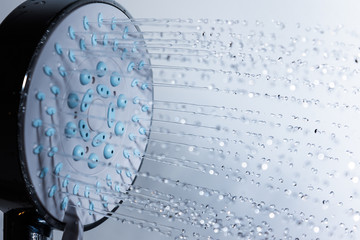 Water drops and shower head.