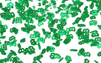 Digital currency symbol Bitcoin on a white background. Fall of bitcoin. Cryptocurrency graph on virtual screen. Business, Finance and technology concept. 3D illustration