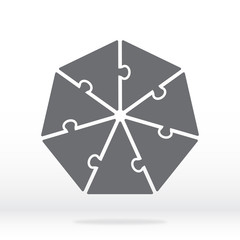 Simple icon heptagon puzzle in gray. Simple icon heptagon puzzle of the seven elements. Flat design. Vector illustration EPS10.