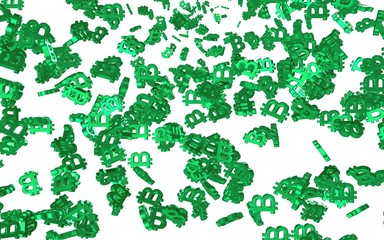 Digital currency symbol Bitcoin on a white background. Fall of bitcoin. Cryptocurrency graph on virtual screen. Business, Finance and technology concept. 3D illustration