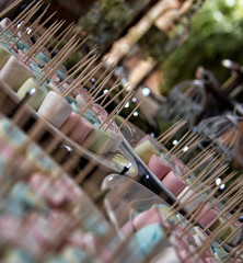 marshmallows crossed with chopsticks