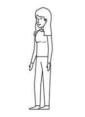 beautiful and young woman character vector illustration design