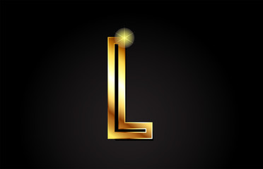 gold alphabet letter l logo icon design