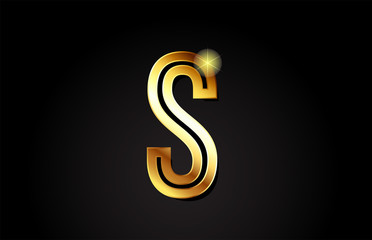 gold alphabet letter s logo icon design