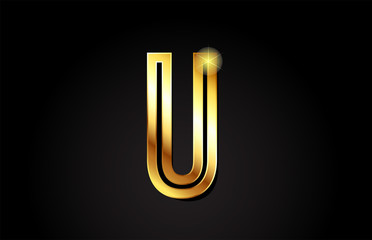 gold alphabet letter u logo icon design © dragomirescu