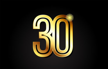 gold number 30 logo icon design