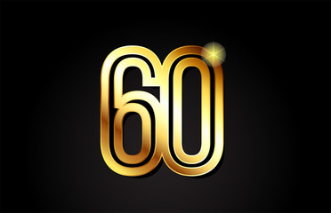 gold number 60 logo icon design