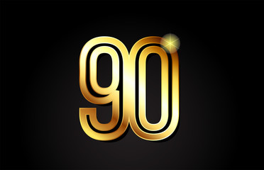 gold number 90 logo icon design