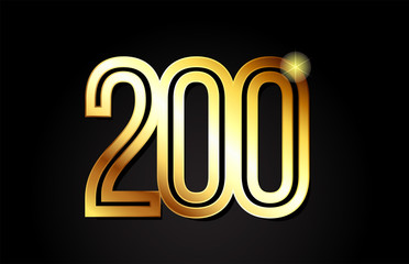 gold number 200 logo icon design - obrazy, fototapety, plakaty