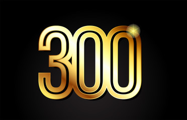 gold number 300 logo icon design - obrazy, fototapety, plakaty