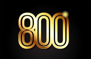 gold number 800 logo icon design