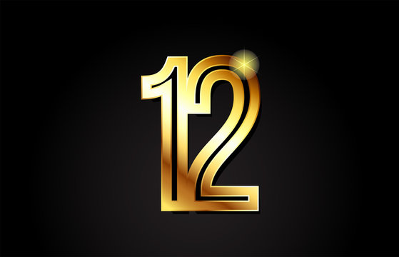 Gold Number 12 Logo Icon Design