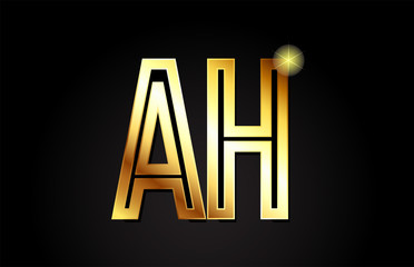 gold alphabet letter ah a h logo combination icon design