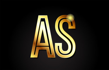 gold alphabet letter as a s logo combination icon design