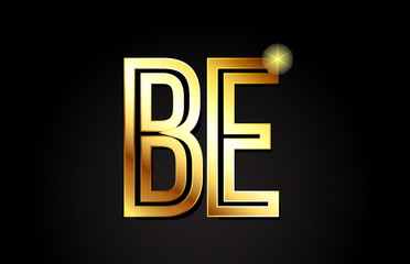 gold alphabet letter be b e logo combination icon design