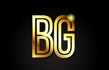 gold alphabet letter bg b g logo combination icon design