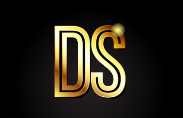 gold alphabet letter ds d s logo combination icon design