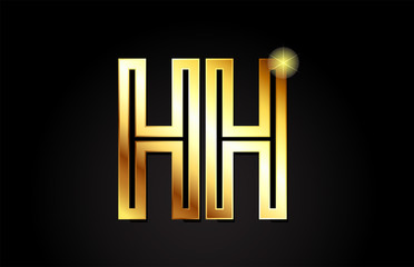 gold alphabet letter hh h h logo combination icon design