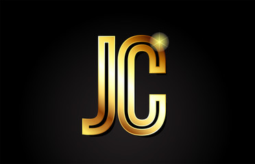gold alphabet letter jc j c logo combination icon design