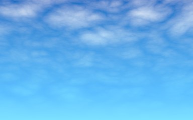 Naklejka na ściany i meble The bright sky in the morning. Blue sky background with white clouds. Cumulus white clouds in the clear blue sky. 3D illustration